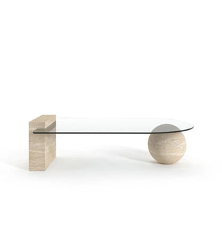 Coffee table | Camille | Travertine | Glass