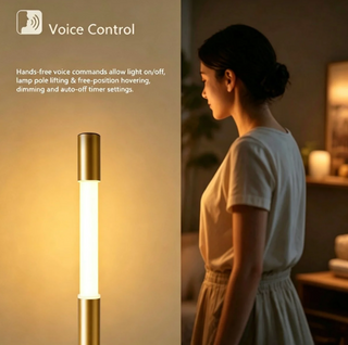Lucena | Motorisierte Smart-Stehleuchte| Bluetooth-Lautsprecher | Ambientebeleuchtung