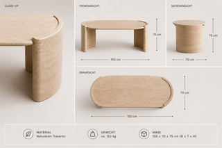 Aura | Schreibtisch | Travertin