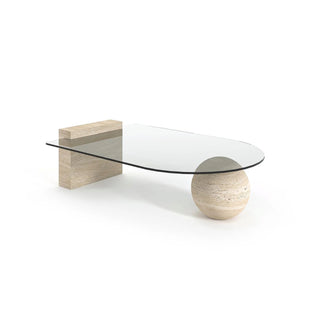 Coffee table | Camille | Travertine | Glass